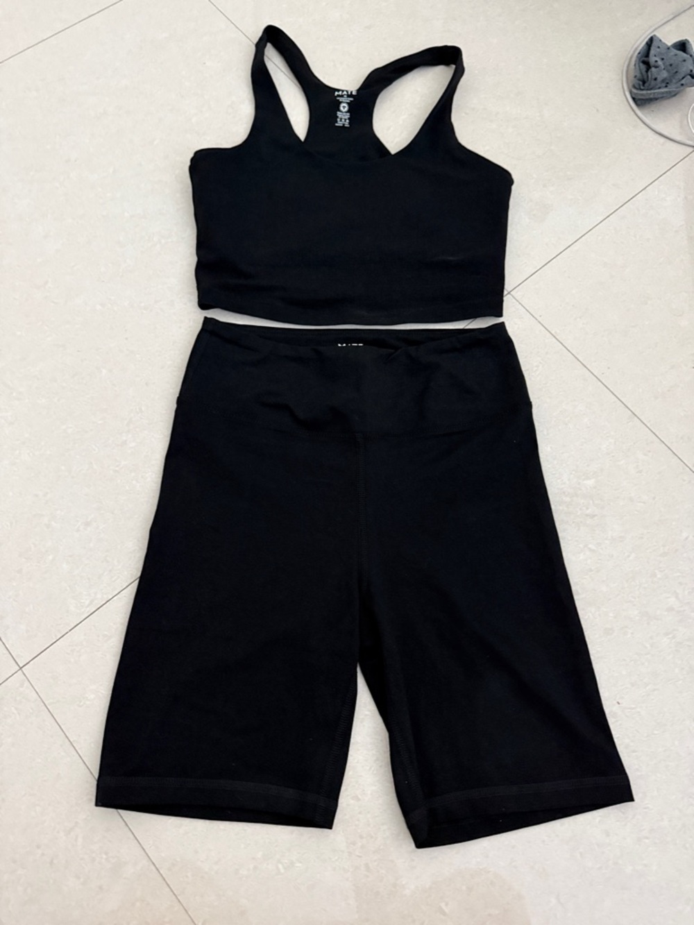 MATE the label Black Racerback Tank & Bike Shorts Set Medium NWOT